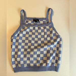 Checkered pattern tank top crop